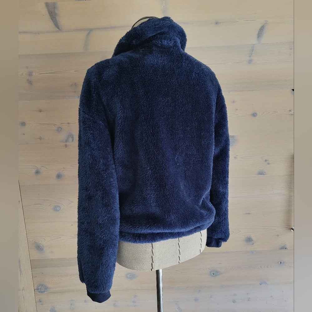 JoyLab Sherpa Bomber Jacket Coat Navy Blue size Womens M EUC - Picture 2 of 5
